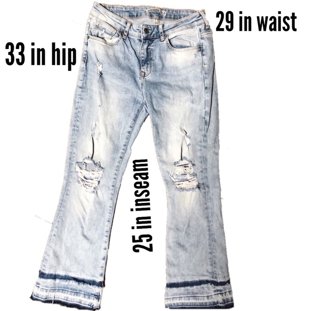 Zara Basic Light Wash Flare Capris - image 3